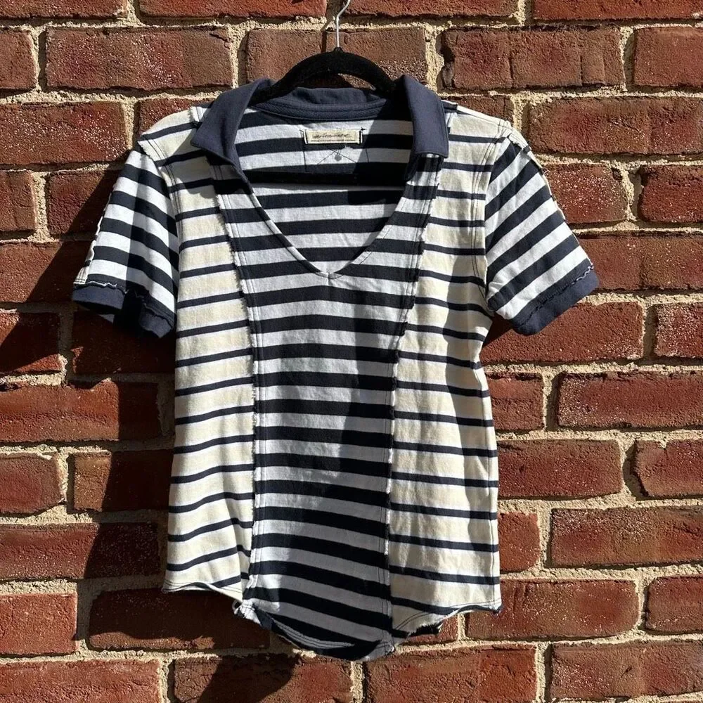 Free People we the free Stripe Up Your Life Polo Striped Women’s L NEW